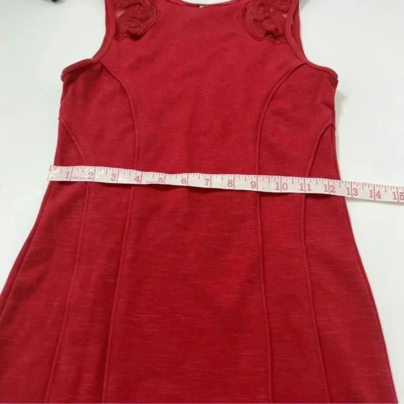 Free People Womens XS Lace Braided Bodycon Sleeveless Pencil Red Dress - Picture 9 of 9